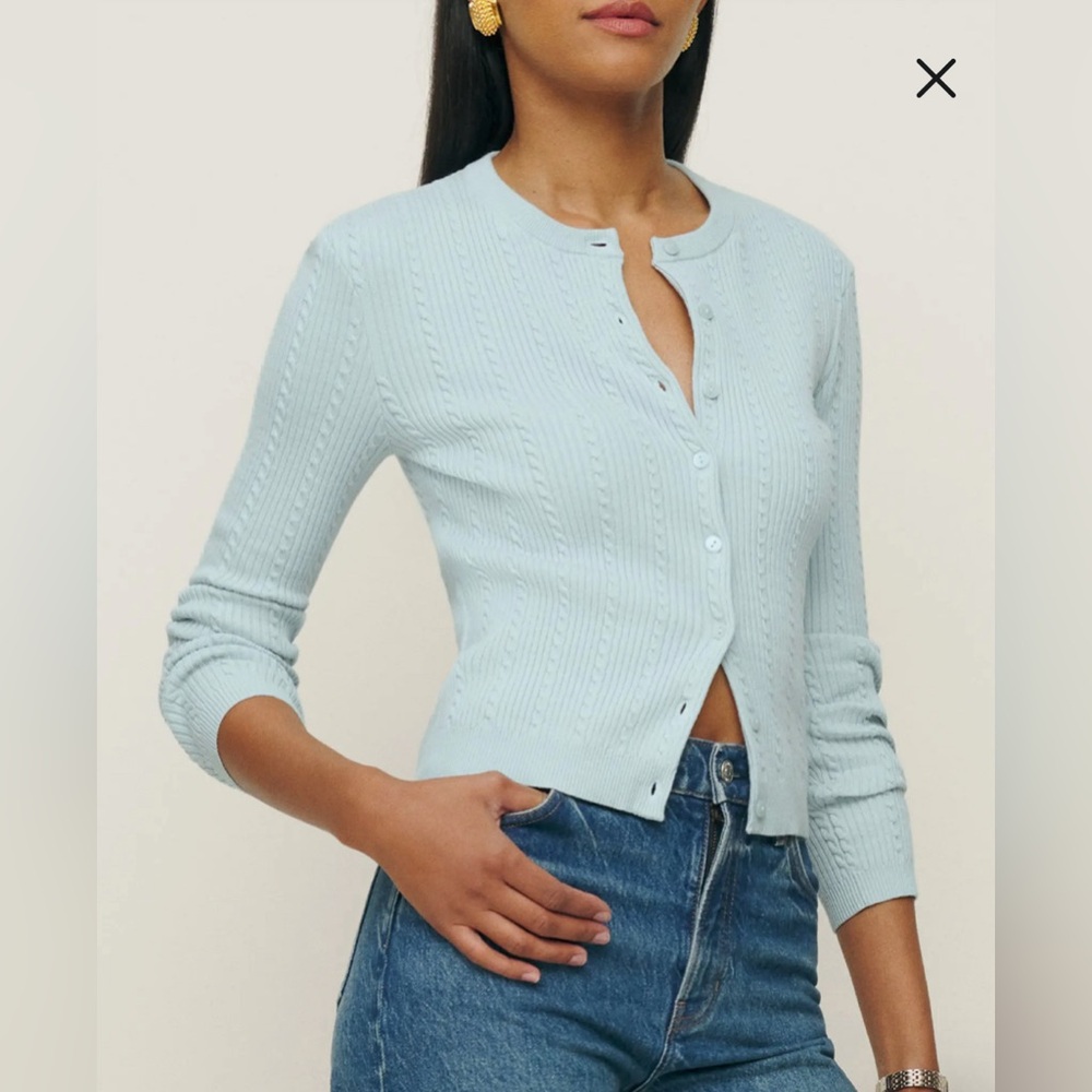 Reformation Natalie Cable Stitch Cardigan Sweater NWT